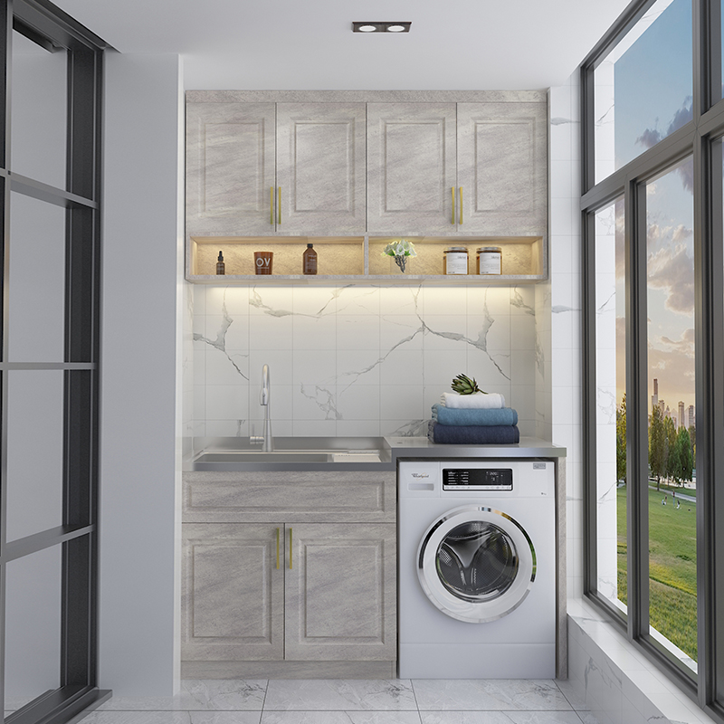 A4-地柜+吊柜（不銹鋼陽(yáng)臺(tái)洗衣柜）